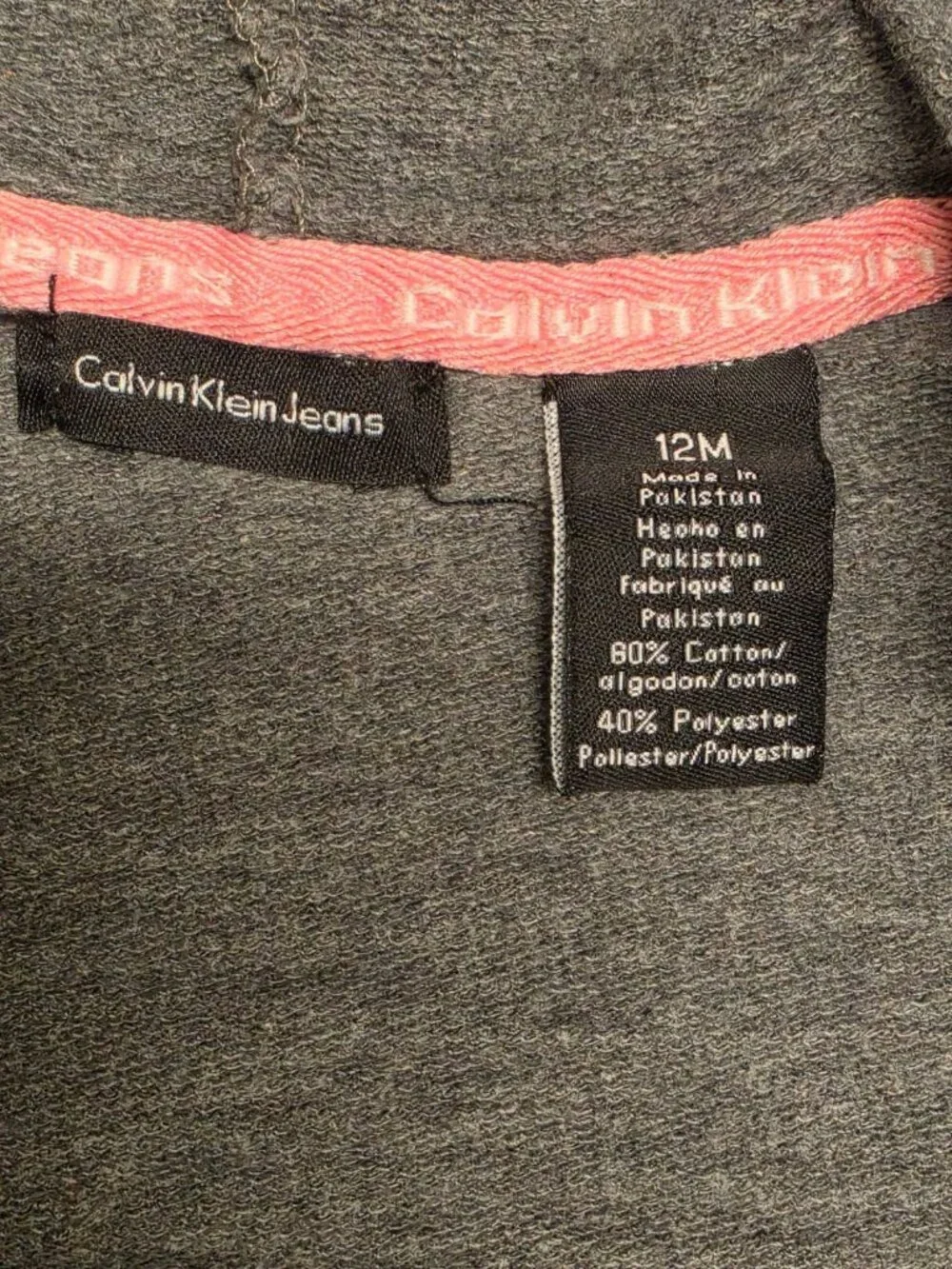 Calvin Klein Jeans Baby Girls Gray Ruffle Zip Hoodie Sweatshirt Jacket 12M